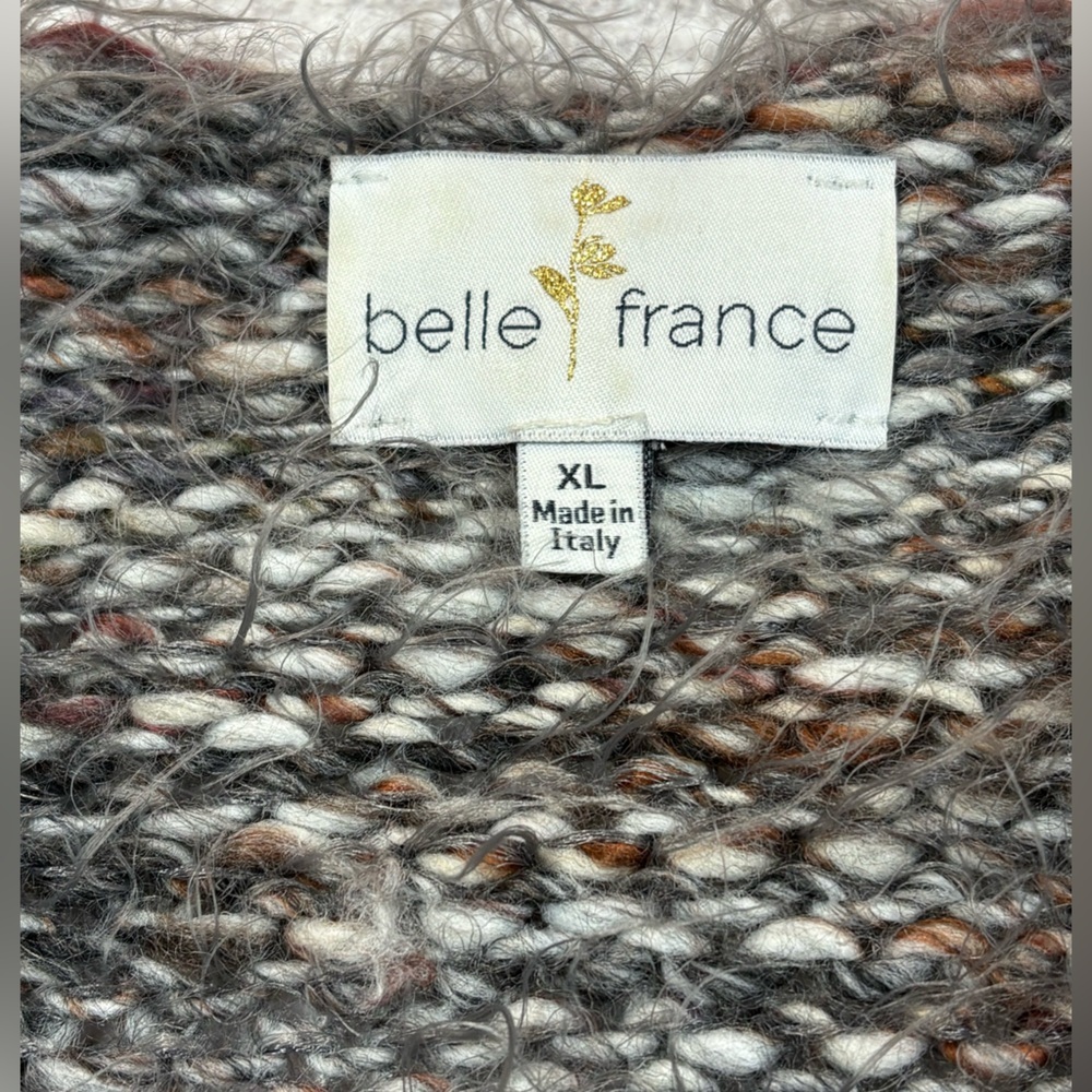 Belle France Womens Soft Wool Blend Long Cardigan Sweater Size XL Gray Bohemian - Picture 2 of 10